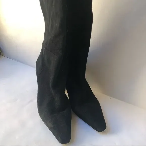 SAM EDELMAN Black Suede Leather Knee-High Boots Pull On Sz 6 - Picture 4 of 10